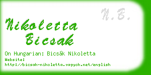 nikoletta bicsak business card